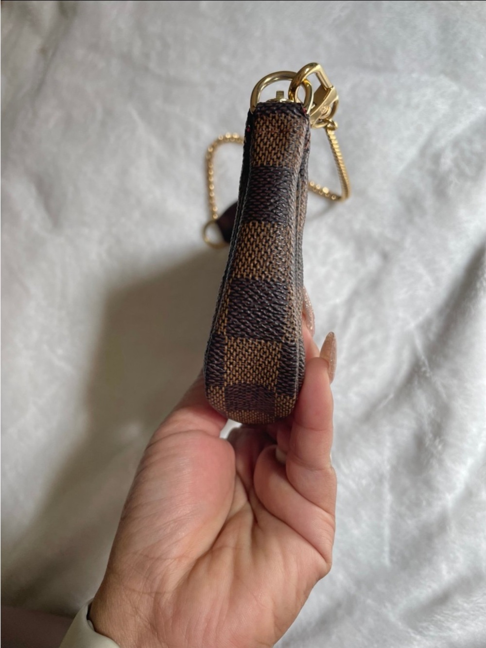 Louis Vuitton Brown Damier Ebene Mini Pochette with Gold Chain price is firm. - Picture 6 of 11